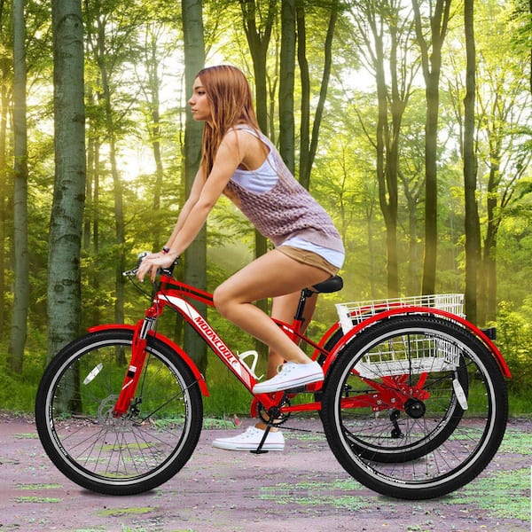 MOONCOOL 26 in. Adults Trikes with Shopping Basket, Adult