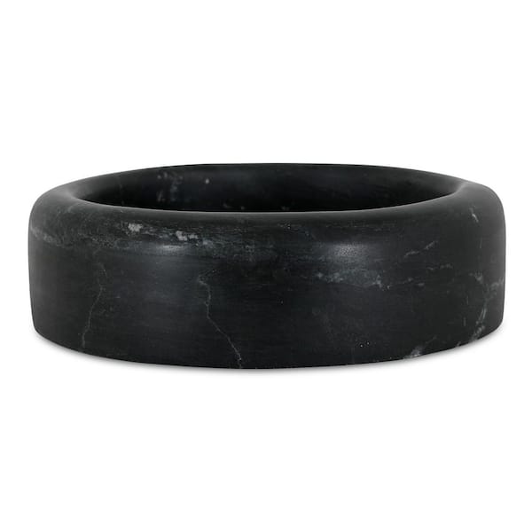 Drayen Black Round Marble 8 in. Decorative Tray
