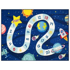 Children's Garden Collection Non-Slip Rubberback Educational Space Numbers 3x5 Kid's Area Rug, 2'7" x 5', Navy
