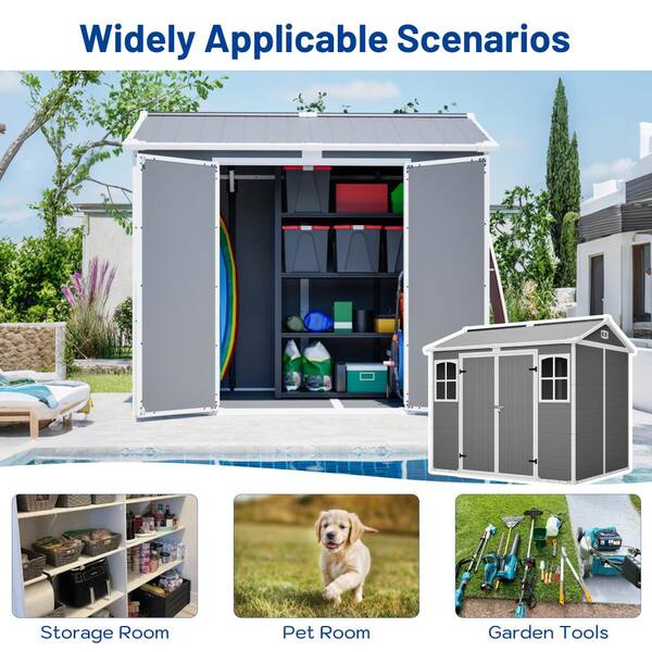 ToolCat 8x6 ft Plastic Utility Shed with Lockable Door