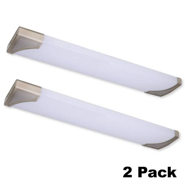 Mesha 48 in. x 10 in. Satin Nickel 4000 Lumenss CCT Selectable LED Flush Mount Ceiling Light (2-Pack)