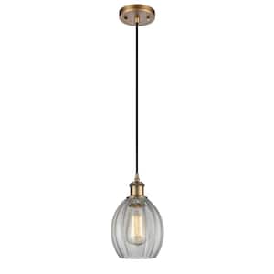 Eaton 1 Light Brushed Brass Globe Pendant Light with Clear Glass Shade