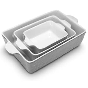 3-Piece Rectangular Ceramic Non-stick Bakeware Set in Gray