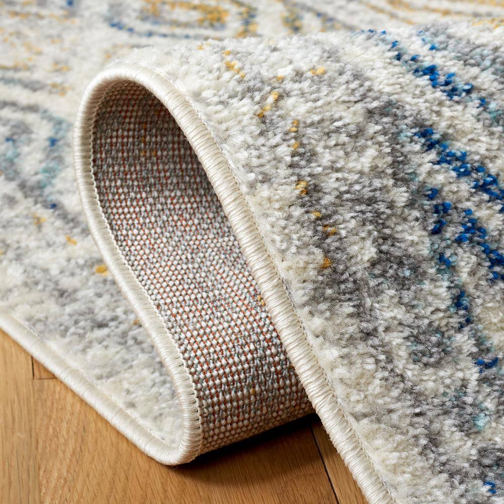 Gray and Ivory 8' x 10' Synthetic Area Rug