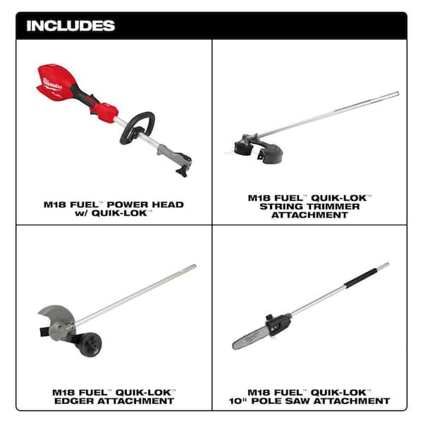 M18 FUEL 18V 16 in. Brushless Cordless Battery Powered QUIK-LOK String Trimmer w/ Edger & Pole Saw Attachments