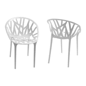 BRANCH Plastic Modern White Dining Side Chair (Set of 2)