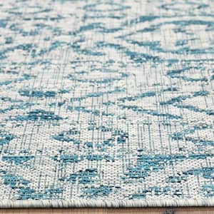 Silveria Sunville Blue/Gray 1 ft. 10 in. x 3 ft. Entwined Geometric Polypropylene Indoor/Outdoor Area Rug