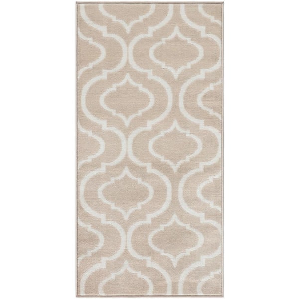 Nourison Jubilant Beige doormat 2 ft. x 4 ft. Trellis Transitional Area Rug