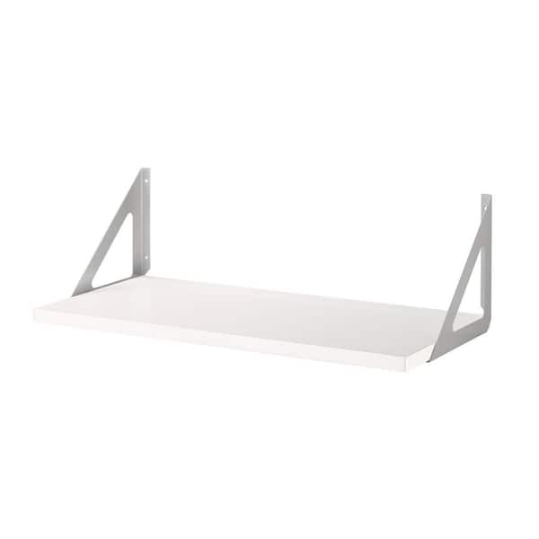 Dolle LITE 31.5 in. x 9.8 in. x 0.75 in. White MDF Decorative Wall Shelf with TRI Brackets