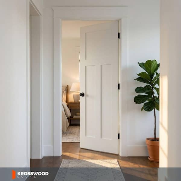 Krosswood Doors 24 in. x 80 in. Craftsman Shaker 3-Panel Primed