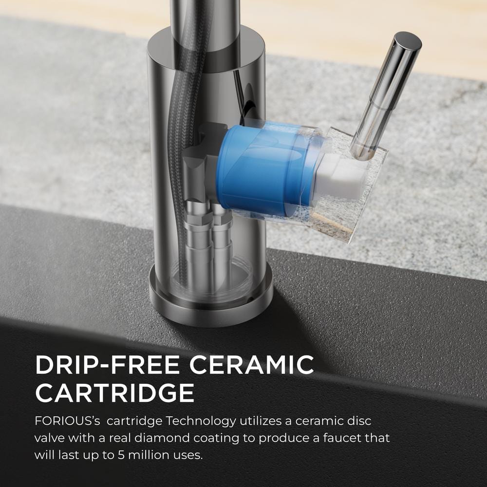 Chrome Pull-Down Kitchen Faucet with Ceramic Valve