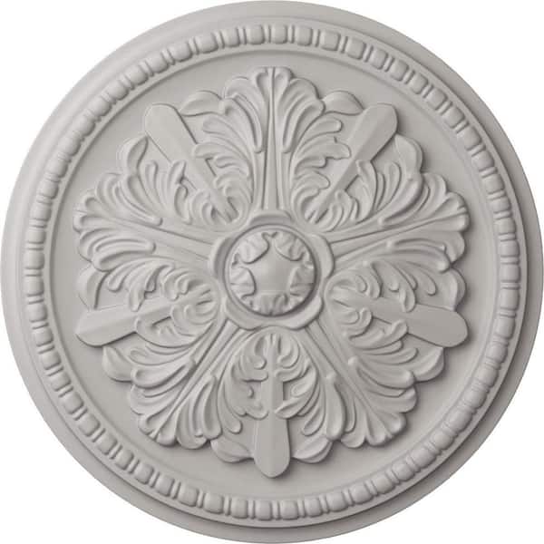 Ekena Millwork 1-1/2 in. x 16-7/8 in. x 16-7/8 in. Polyurethane Swindon Ceiling Medallion, Ultra Pure White