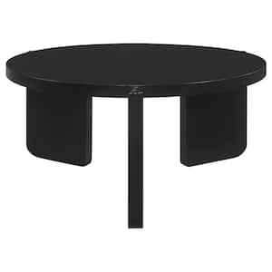 Cordova 39 in. Black Round Solid Wood Coffee Table