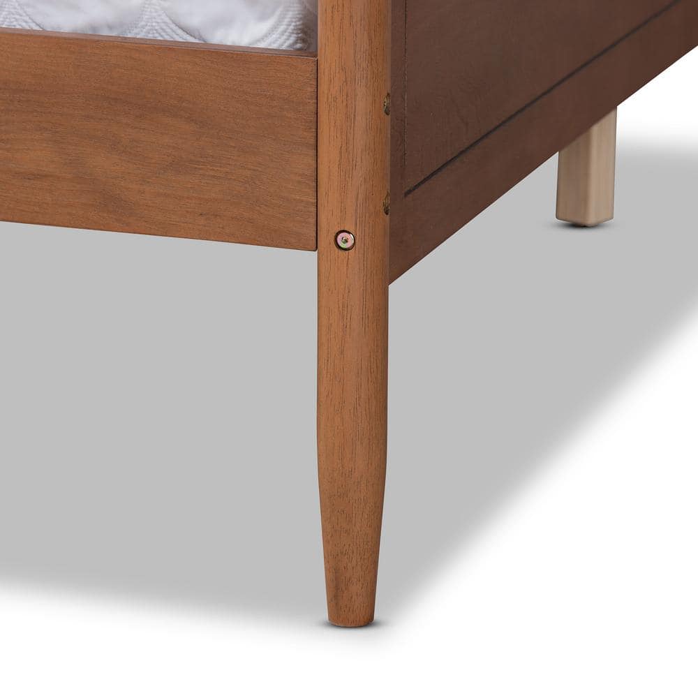 Walnut Brown Full Size Tufted Upholstered Wood Daybed
