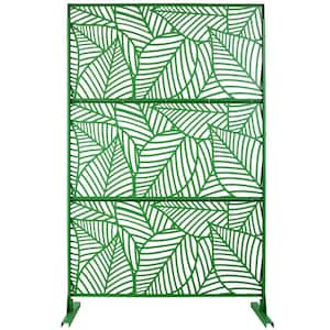 6.3 ft. x 4 ft. Green Steel Freestanding Flat Flat Top Decorative Privacy Screen Metal Fence Panel