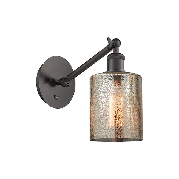 Cobbleskill 1-Light Oil Rubbed Bronze, Mercury Wall Sconce with Bronze Glass Shade