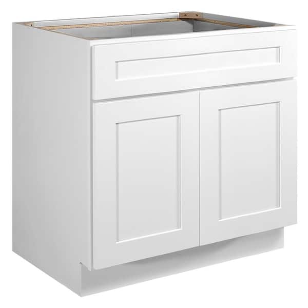 Design House Brookings Solid Wood Assembled Shaker 33 in. x 34.5 in. x 24 in. 2 Door Sink Base Kitchen Cabinet SB30 SB30 in White