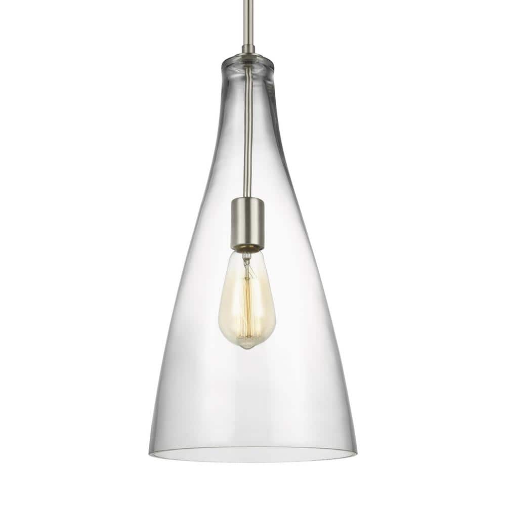 Arilda Mini Brushed Nickel Pendant with Clear Glass Shade