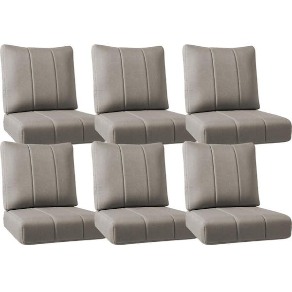 Ivora 24 in. W x 24 in. D x 6 in. T 12-Piece Water & Fade Resistant Outdoor Lounge Chair Replacement Cushion Set in Gray