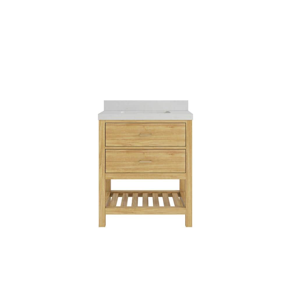 Parker Teak 30 in. Single Sink Freestanding Light Natural Bath Vanity with Carrara Quarts Top Unassembled price history on PriceWatchPro
