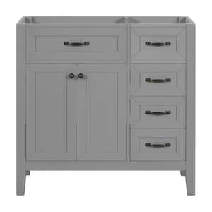 36 in. W x 17.7 in. D x 35 in. H Bath Vanity Cabinet without Top in Gray, Bathroom Storage w/Drawers, Doors, Solid Frame