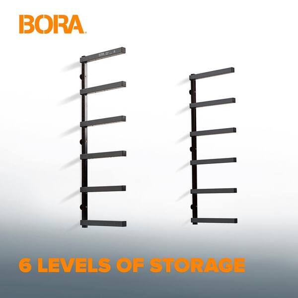 Bora Wood Organizer and Lumber Storage Metal Rack with 6-Level Wall Mount –  Indoor and Outdoor Use, In Orange | PBR-001