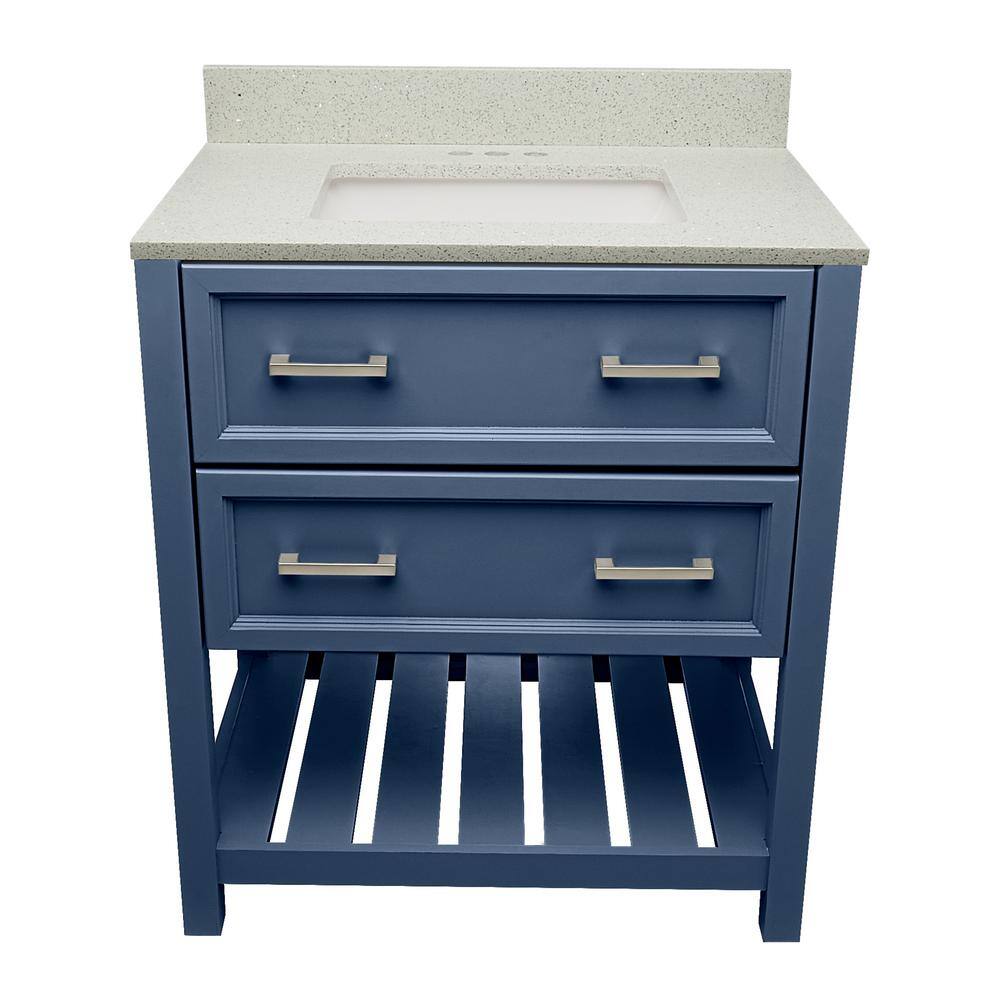 Tremblant 31 in. W x 22 in. D x 36 in. H Single Sink Bath Vanity in Navy Blue with Galaxy white Qt. Top Single Hole price history on PriceWatchPro