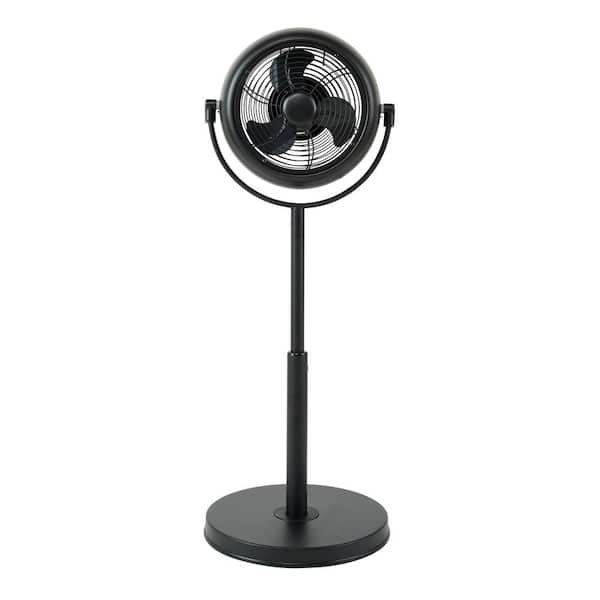 8 in. 3-Speed Industrial Retro Pedestal Fan Rotatable Stand Fan in Black with Adjustable Height