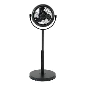 8 in. 3-Speed Industrial Retro Pedestal Fan Rotatable Stand Fan in Black with Adjustable Height