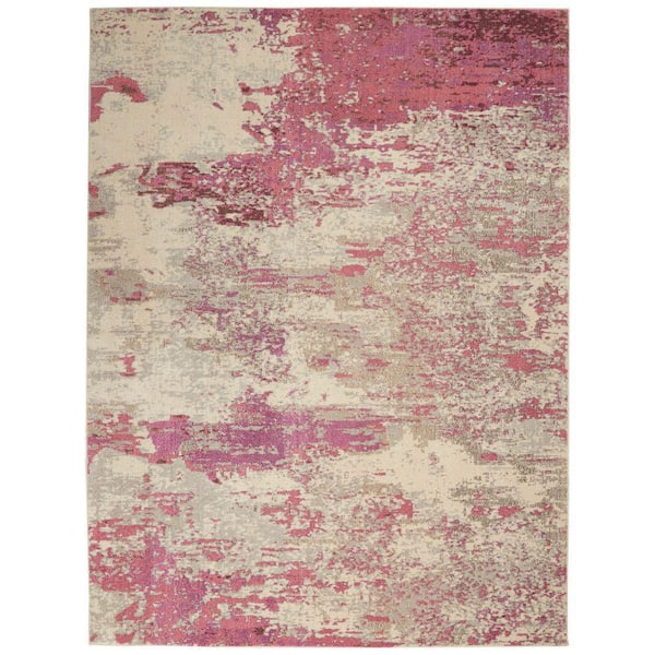 Nourison Celestial Ivory/Pink 7 ft. x 10 ft. Abstract Modern Area Rug