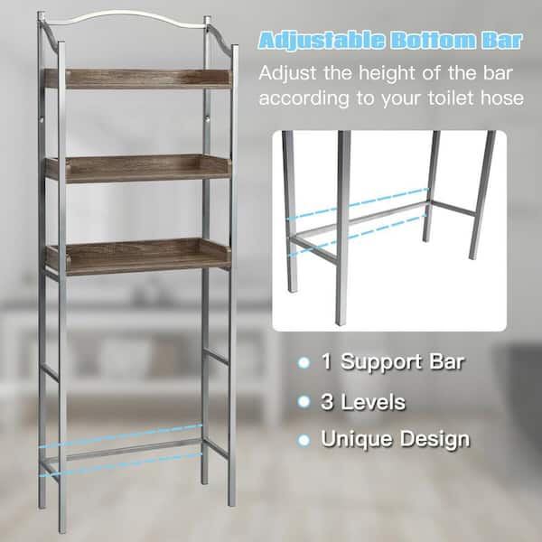 Huhote Over The Toilet Storage Rack with 3-Tier Bathroom Shelves, Space  Saver Toilet Shelf, Bathroom Storage Organizer with Hooks for Over Toilet
