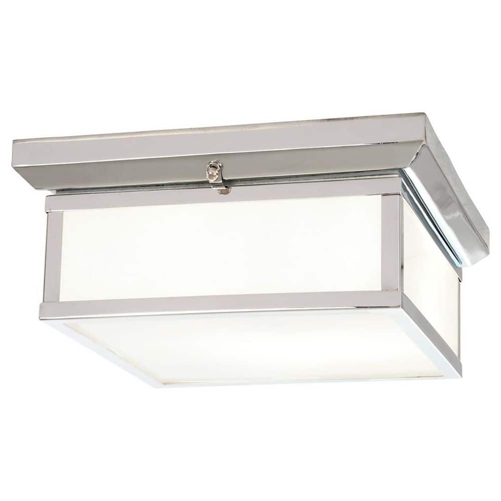 Elegant Polished Nickel Flush Mount Ceiling Light with White Glass