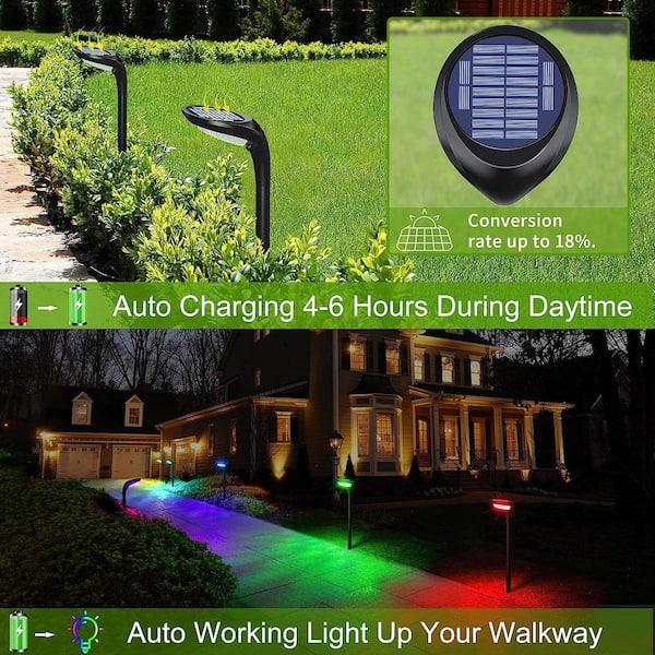 Solar Outdoor Lights Waterproof, Color Changing Lighting Modes Auto  On/Off Solar Landscape Bright Light B09MCRQGMY The Home Depot