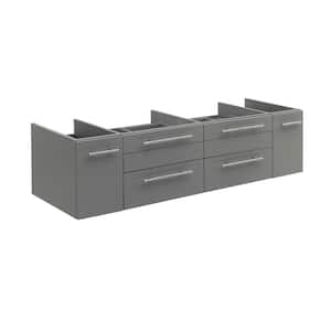 Lucera 60 in. W Wall Hung Double Vessel Sink Bath Vanity Cabinet Only in Gray