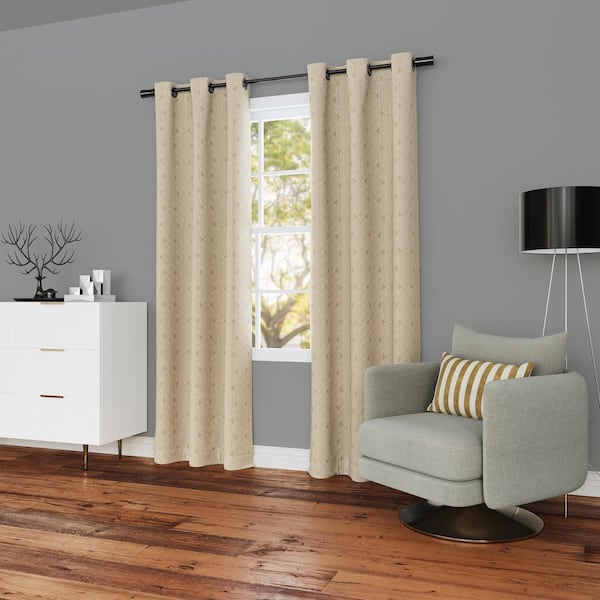 Sun Zero Salvino Retro Geometric Taupe Polyester 40 in. W x 84 in