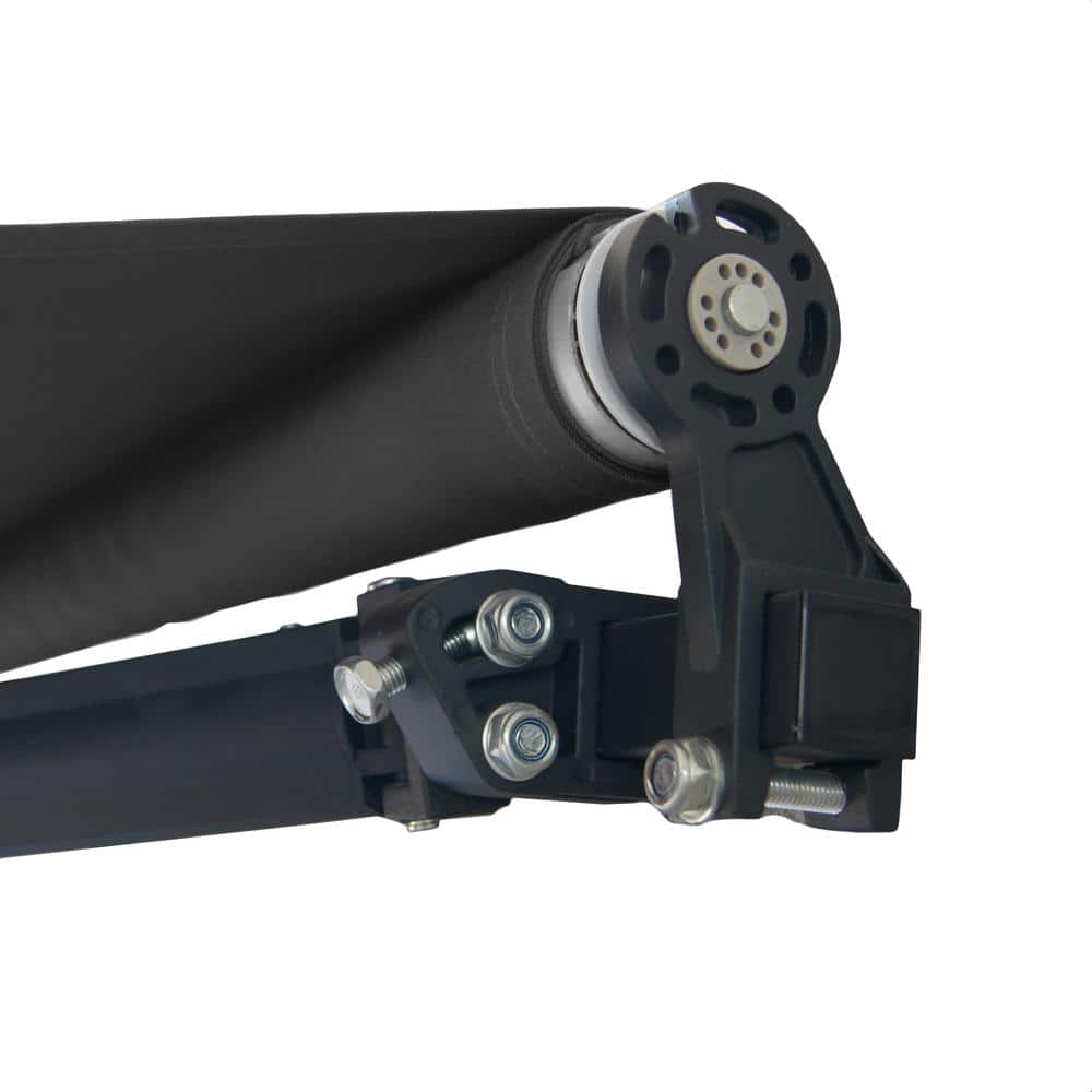 Black Motorized Retractable Patio Awning with Polyester Fabric