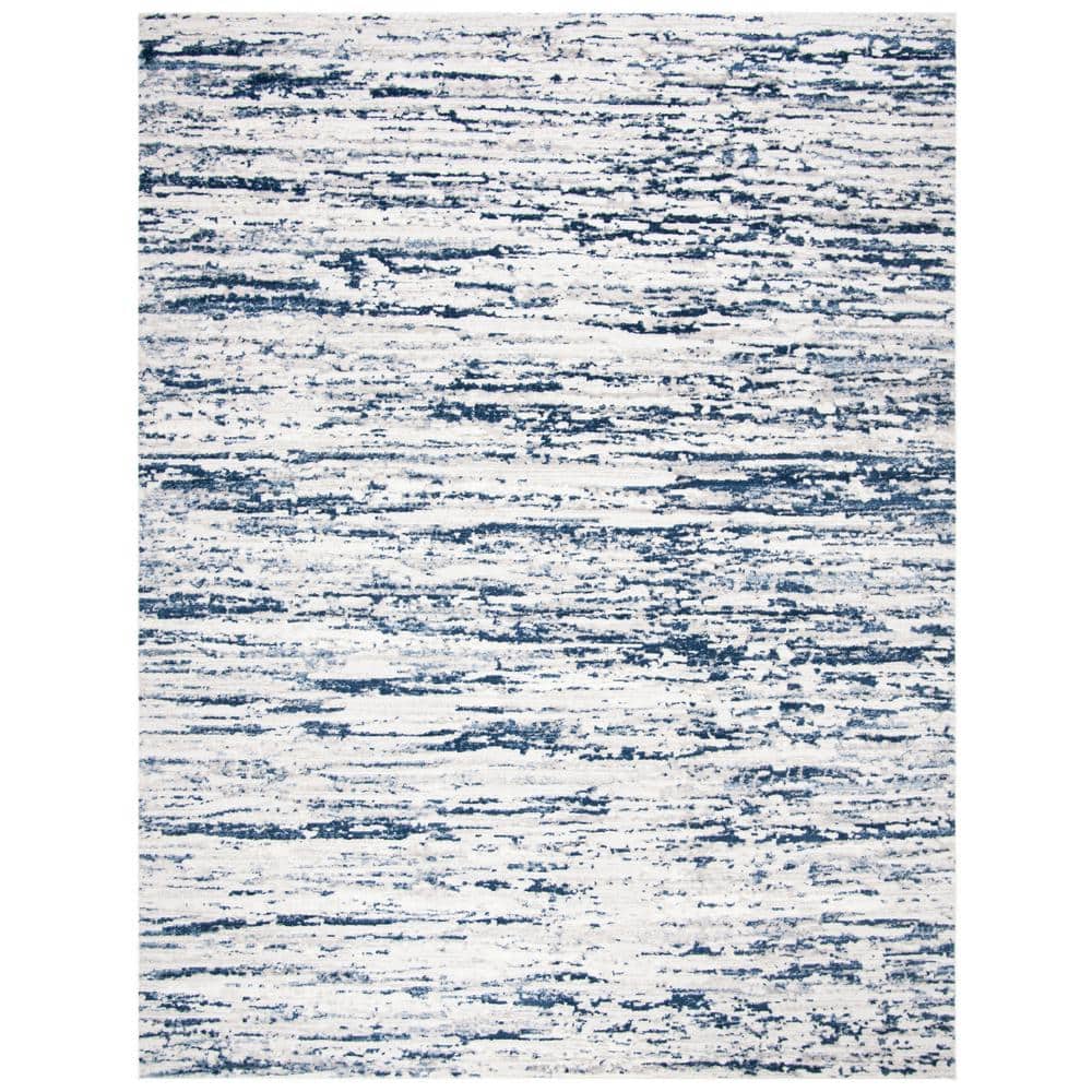 Amelia 11' x 15' Grey and Navy Abstract Area Rug