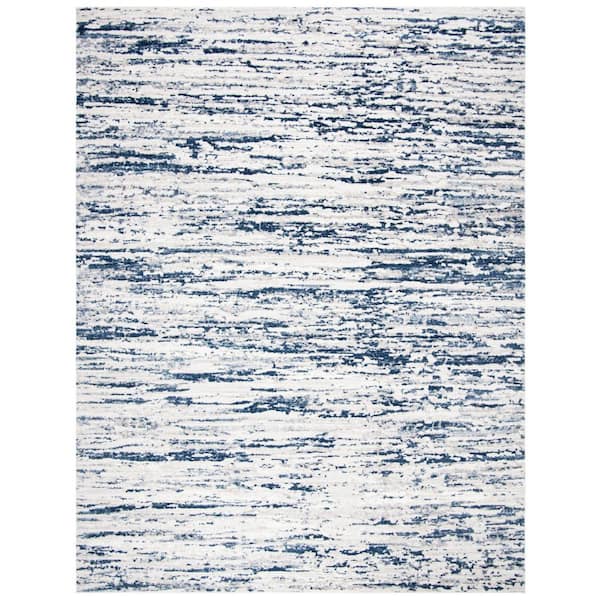 Amelia Gray/Navy 8 ft. x 10 ft. Abstract Striped Area Rug