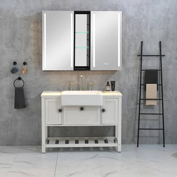 Halifax North America Small Bathroom Vanity Freestanding 42.75 High Bathroom Cabinet Medicine Cabinet Modern Bathroom Storage | Mathis Home