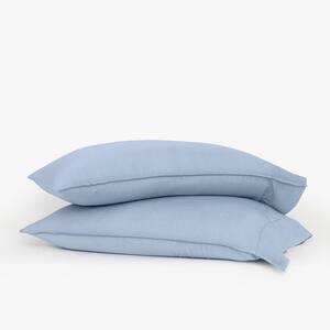 2-Piece Light Blue Eucalyptus Linen TENCEL Lyocell Standard Pillowcases