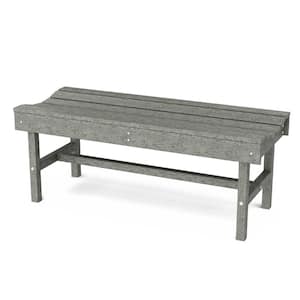 Classic 46.5 in. Dark Gray Plastic Backless Outdoor Vineyard Bench