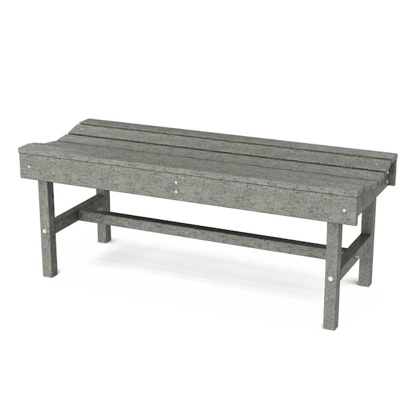 Wildridge Classic 46.5 in. Dark Gray Plastic Backless Outdoor Vineyard Bench