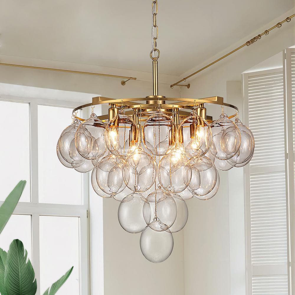 8-Lights Modern/Contemporary Gold Tiered Chandelier with Oval Shape Clear G