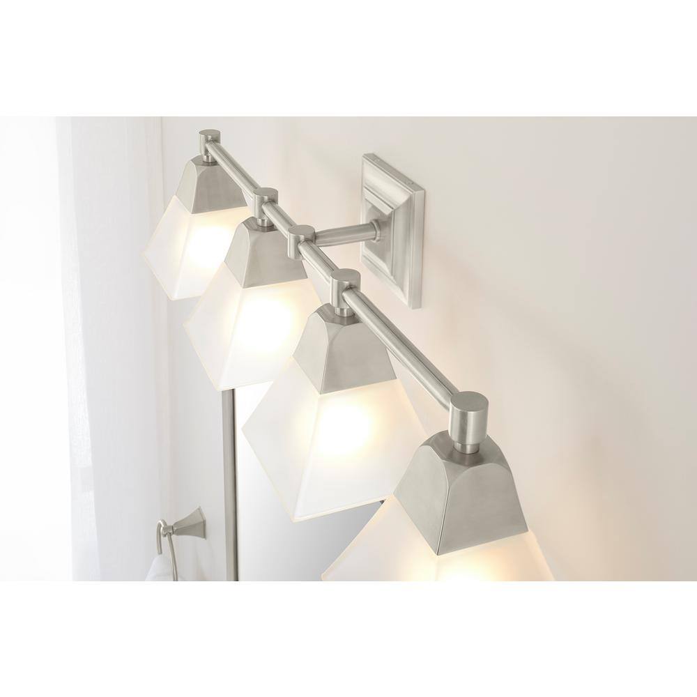 Brushed Nickel Four-Light Sconce with Frosted Glass Shades