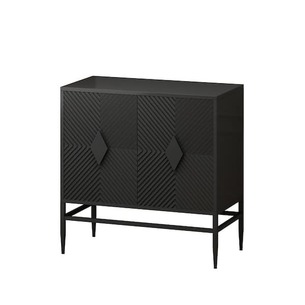 XUJMK 32 in. W x 16 in. D x 32 in. H Black Linen Cabinet, Wooden Storage Cabinet Accent Cabinet for Living Room, Entryway