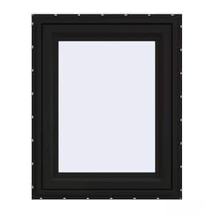 24 in. x 30 in. V-4500 Series Black FiniShield Vinyl Right-Handed Casement Window with Fiberglass Mesh Screen
