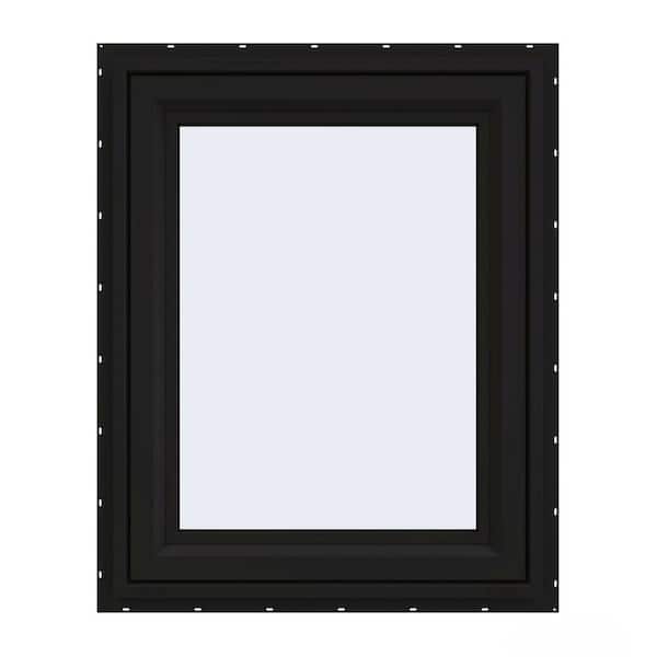 24 in. x 30 in. V-4500 Series Black FiniShield Vinyl Picture Window w/  Low-E 366 Glass
