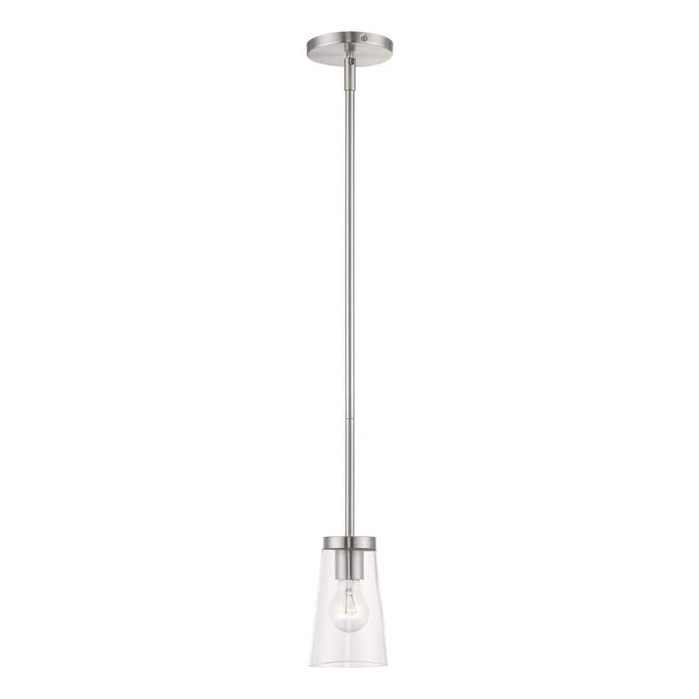 Brushed Nickel Mini Pendant with Clear Glass Shade