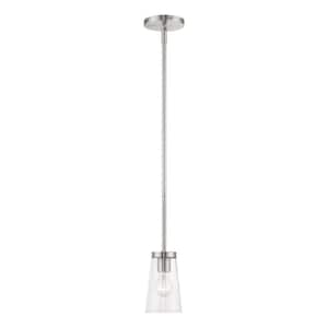 Cityview 1-Light Brushed Nickel Island Mini Pendant with Clear Glass Shade