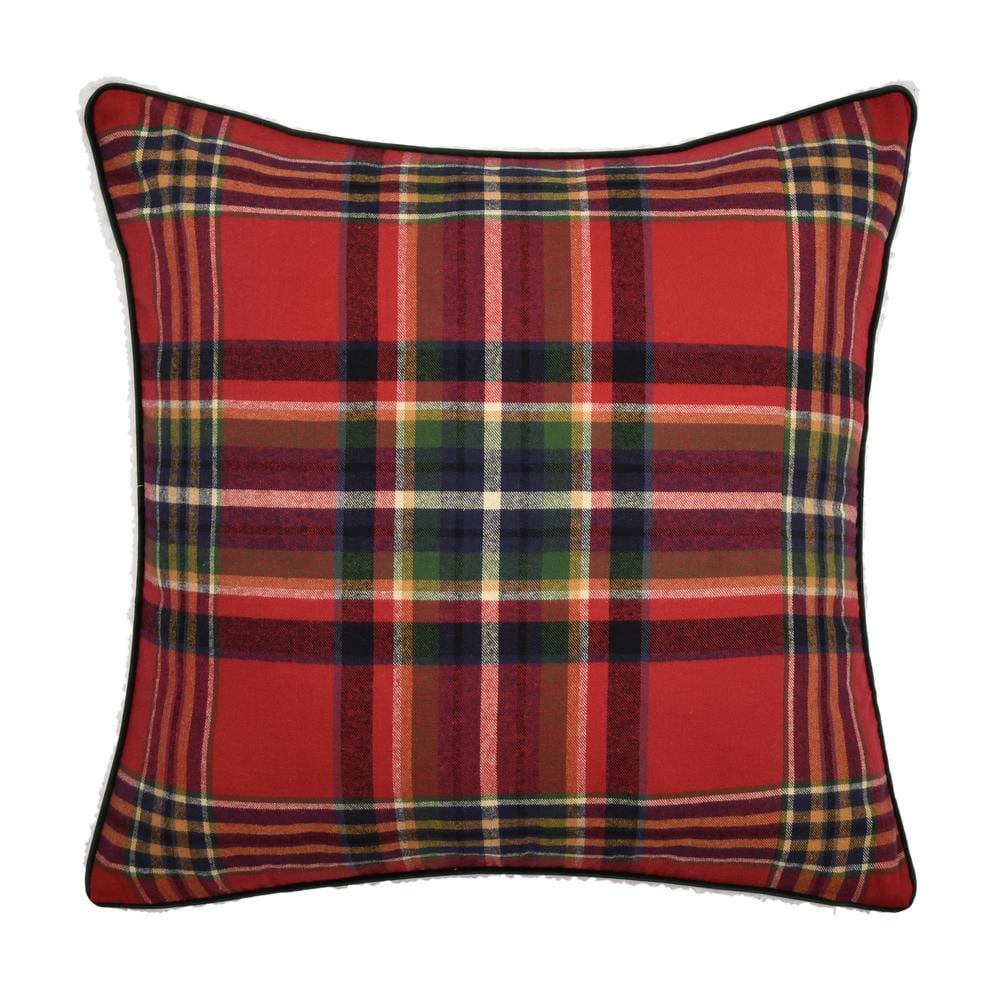 Asher Red Plaid Cotton Euro Sham 26 in. L x 26 in. W